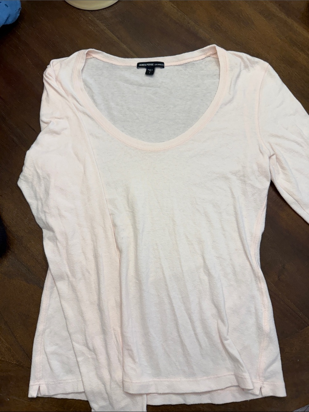 James Perse Pale Pink Scoop Neck Long Sleeve Tee